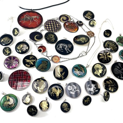 Lot 226 - A large collection of contemporary silver and enamel jewellery by Frances Federer.