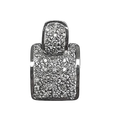 Lot 161 - An 18ct white gold diamond pave set pendant.