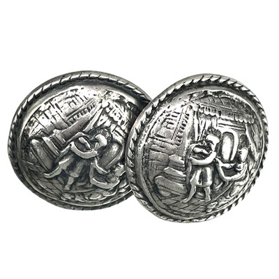 Lot 222 - A 19th century continental white metal cape clasp.