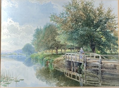 Lot 969 - James Jackson CURNOCK (1839-1892) At the Weir...