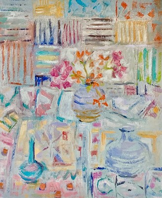 Lot 47 - June MILES (1924-2021) Geraniums Oil on canvas...