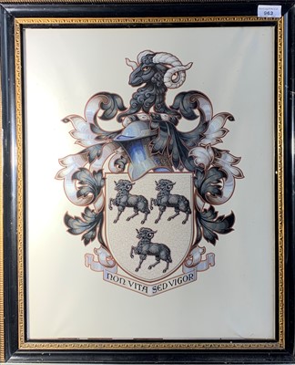Lot 963 - A Coat of Arms Non Vita Sed Vigor Mixed media,...