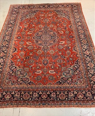 Lot 447 - A Kashan Carpet, West Persia, the madder field...