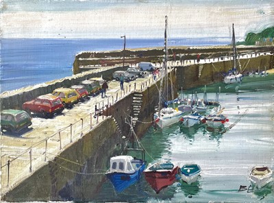 Lot 208 - Bernard EVANS (1929) North Pier, Mousehole Oil...