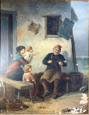 Lot 966 - J. HARRISON (19th Century) Fisherman's Family...