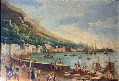 Lot 986 - Neapolitan School A Pair of Coastal Scenes Oil...