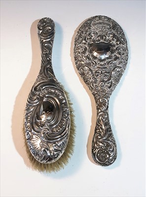 Lot 2073 - A Victorian silver mounted hair brush with...