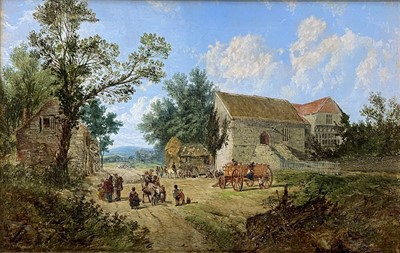 Lot 497 - John HOLLAND (1857-1920) Village Scene Oil on...