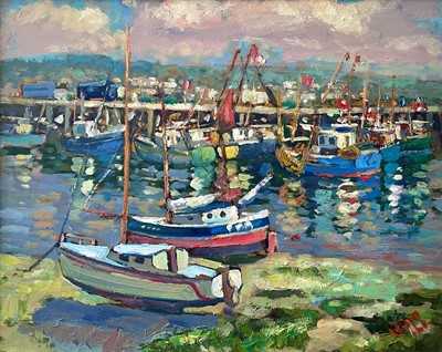 Lot 40 - Bob VIGG (1932-2001) Newlyn Harbour Oil on...