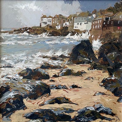 Lot 67 - David BEER (1943) Across to Pedn Olva Oil on...