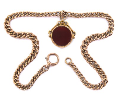 Lot 48 - A 9ct rose gold curb link Albert watch chain
