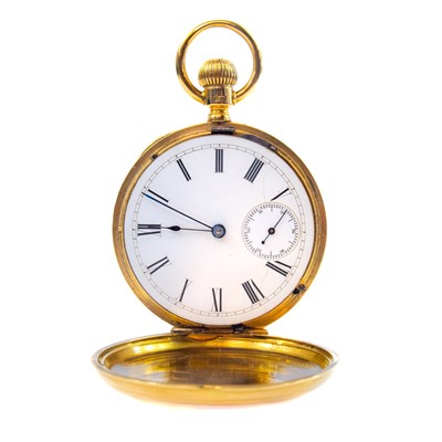 Lot 382 - 18ct gold cased full hunter pocket watch by Waltham.