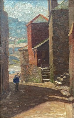 Lot 288 - St Ives School A Glimpse of the Harbour Oil on...