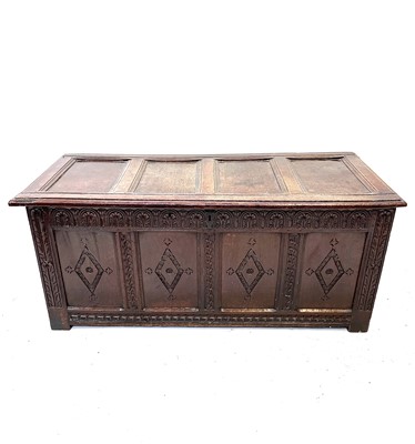 Lot 2 - A carved oak offer, 17th century.