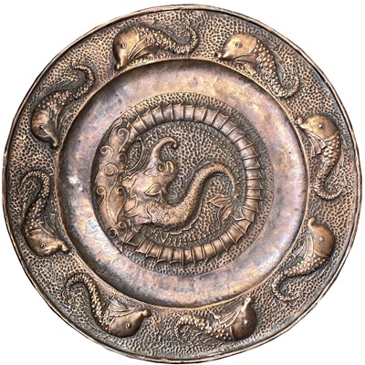 Lot 19 - A J.&F.Pool, Hayle copper charger, repousse...