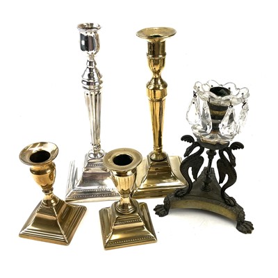 Lot 54 - A George III paktong candlestick, of...