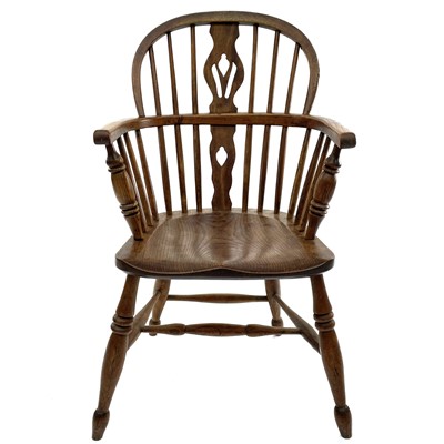 Lot 42 - An ash and elm windsor armchair, 19th century.