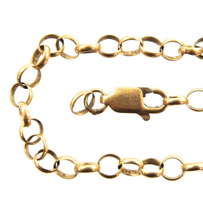 Lot 56 - A 9ct gold (tested) belcher link necklace.
