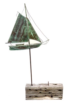 Lot 158 - A copper weather vane in the form of a sailing boat