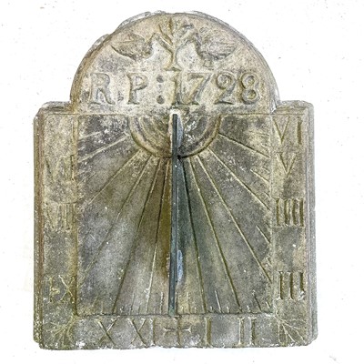 Lot 160 - A sandstone and lead sundial, inscribed 'R.P. 1798'