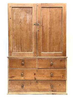 Lot 91 - A Victorian pine linen press, with a pair of panelled doors.