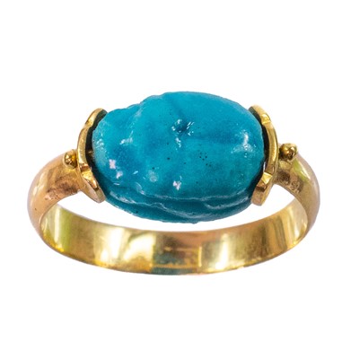 Lot 89 - A 19th century high purity gold Grand Tour Ancient Egyptian scarab ring.