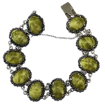 Lot 266 - A 1960's Scottish silver stone set bracelet.