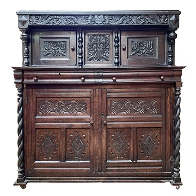 Lot 103 - An oak court cupboard, 17th century.