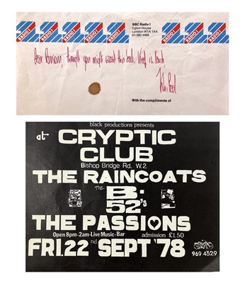 Lot 47 - A John Peel handwritten and signed note to The Passions.