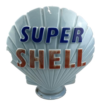 Lot 16 - A blue glass 'Super shell' petrol pump globe,...