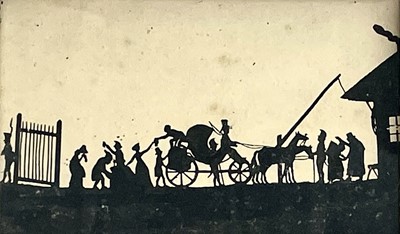 Lot 226 - A framed ink silhouette, 19th century, the...