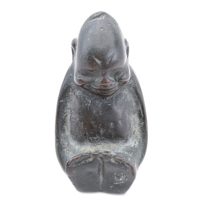 Lot 59 - A Chinese bronze figure of a seated baby, 19th century.
