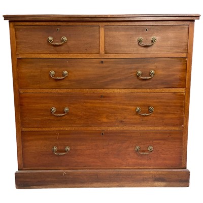 Lot 1905 - A late Victorian mahogany chest of two short and three long drawers.