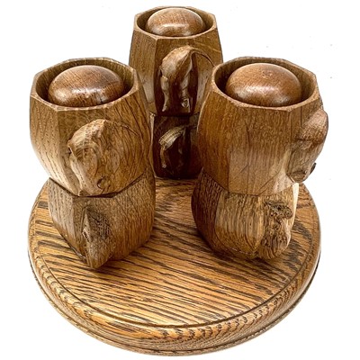 Lot 104 - Six Robert Thompson 'Mouseman' octagonal oak...