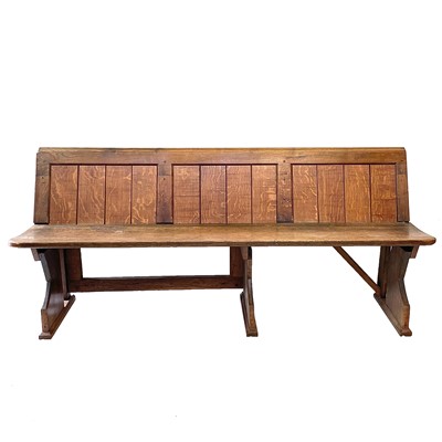 Lot 142 - An oak church bench, circa 1900.