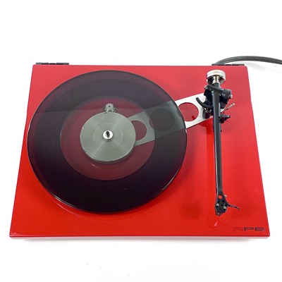 Lot 13 - A stylish red Rega RP6 turntable.