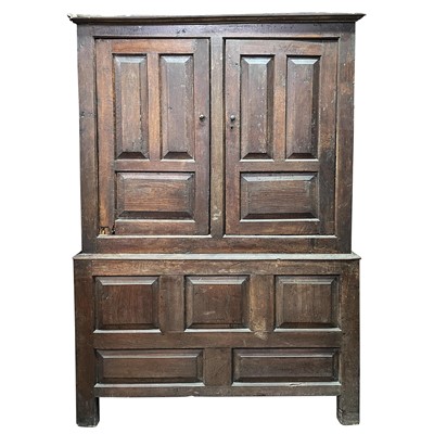Lot 155 - An oak press cupboard, 18th century.