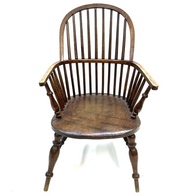 Lot 171 - An ash, elm and beech Windsor armchair.