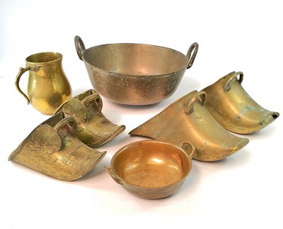 Lot 279 - A pair of South American brass stirrups,...