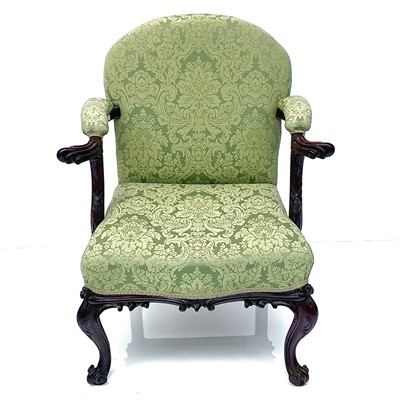 Lot 1904 - A George III mahogany Gainsborough type open armchair.