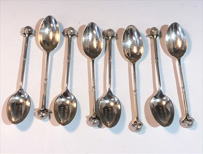 Lot 2077 - Eight silver golf spoons