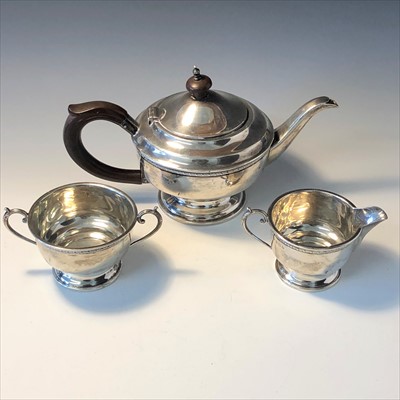 Lot 2075 - A bachelor's 1930's three piece silver tea...
