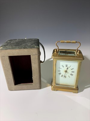 Lot 3027 - A brass presentation carriage clock, with case,...
