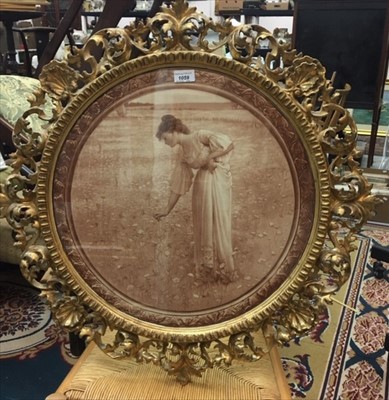 Lot 1059 - A 19th Century circular carved giltwood frame,...