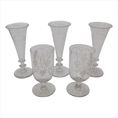 Lot 1348 - A pair of early 19th century glass rummers,...