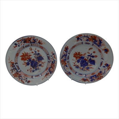 Lot 1124 - A pair of Chinese Imari porcelain plates, 18th...
