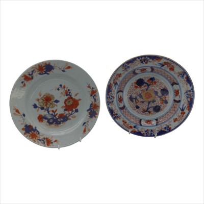 Lot 1125 - Two Chinese Imari porcelain plates, 18th...
