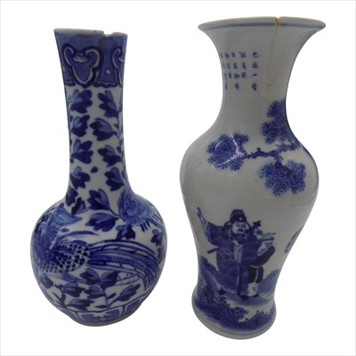 Lot 1134 - Two Chinese blue and white vases, late 19th...