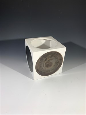 Lot 965 - A Troika cube shape planter, signed Troika...