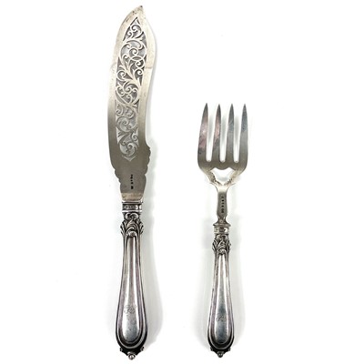 Lot 257 - A Victorian silver fish serving knife and fork by John Gammage.